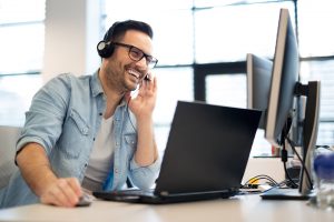 operator talking on phone