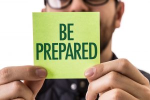 man holding post-it saying be prepared