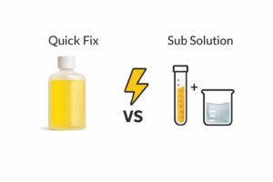 quick fix vs sub solution synthetic urine comparison graphic