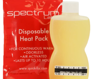 A Quick Fix bottle with heat pack and temperature strip visible