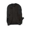 back view of black stash backpack showing its backside with shoulder harnesses.